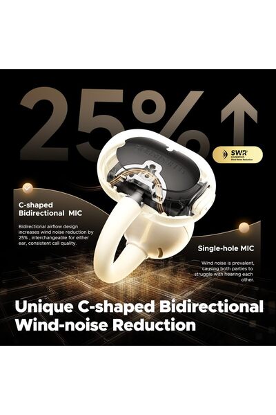 SoundPEATS POP Clip Open Ear Earbuds (Bluetooth 5.4, Clip-On, AI Call NC, Dual Connection, 30h, IPX5