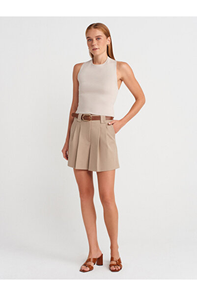 Dilvin 10795 Crew Neck Knitwear with Back Detail Top-Stone