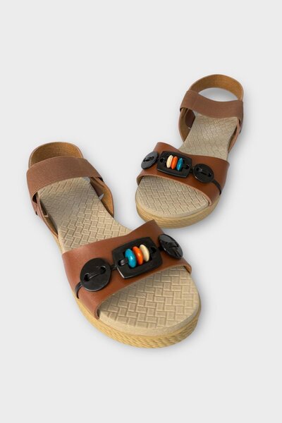 Liger Elastic Bead Detailed Casual Women's Sandals Taba - Black