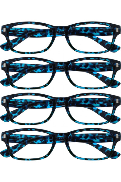 Opulize Set of 4 pairs of reading glasses, blue, +3.00