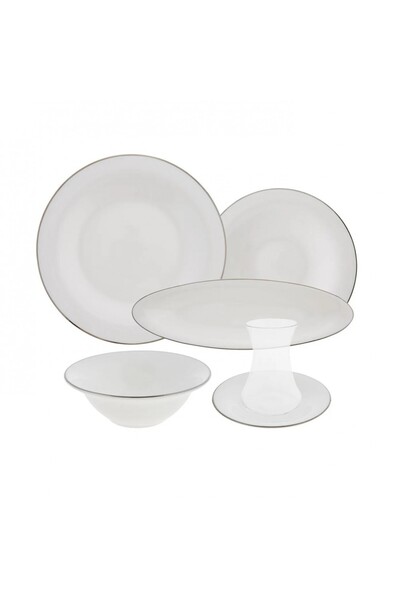 Karaca Fine Pearl New Fame Frühstücksset für 6 Personen, 26-teilig – Platin