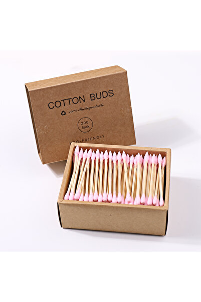 Choice1 200 قطعة/صندوق أظافر خشبية من أعواد القطن لتنظيف الأظافر ورأس قطني خش...