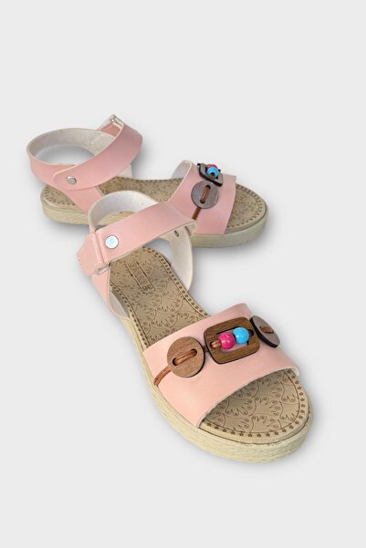 Liger Elastic Bead Detailed Casual Women's Sandals Pudra - Taba