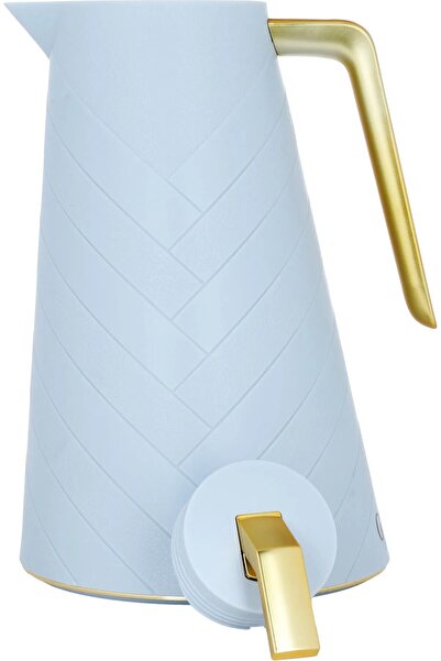 Glory ترمس، سعة 1.5 لتر، وعاء داخلي زجاجي، غلاف خارجي بلاستيكي - سماوي فاتح