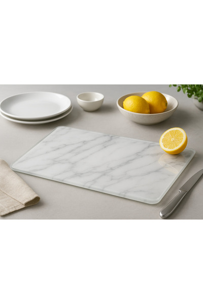 TEN DİJİTAL Glass Cutting Board 25 X 35 Tempered Marble Patterned