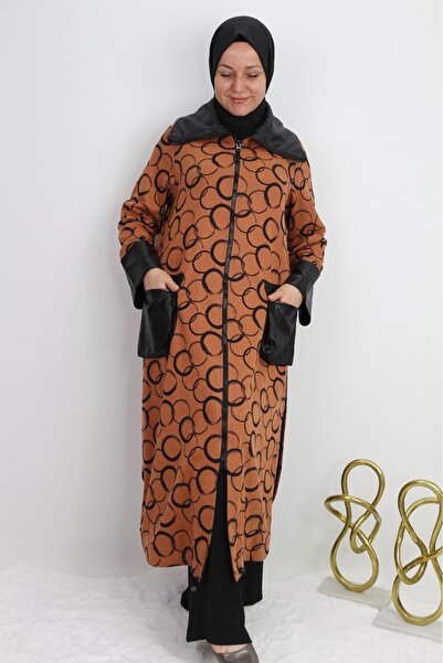 Gazella 41423 KAP ÖNDEN VE CEP DETAYLI FERMUARLI DERİ GÖRÜNÜMLÜ YAKA CEP VE KOL UCU DERİ GÖRÜNÜMLÜ BASKILI