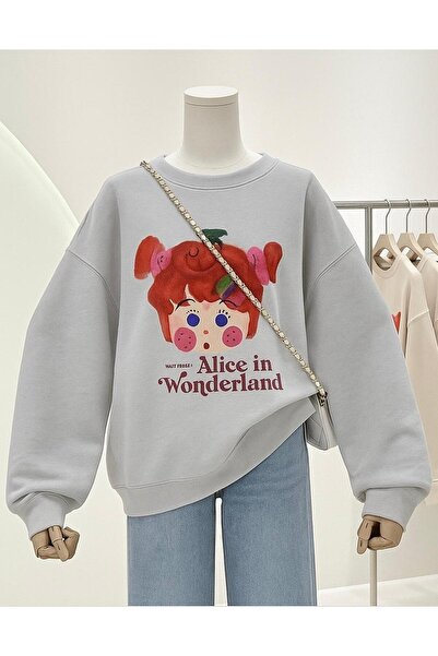 DM DOLCE MORE سترة رياضية للجنسين مطبوعة بـ 3 خيوط من القطن الممشط بطبعة أليس...