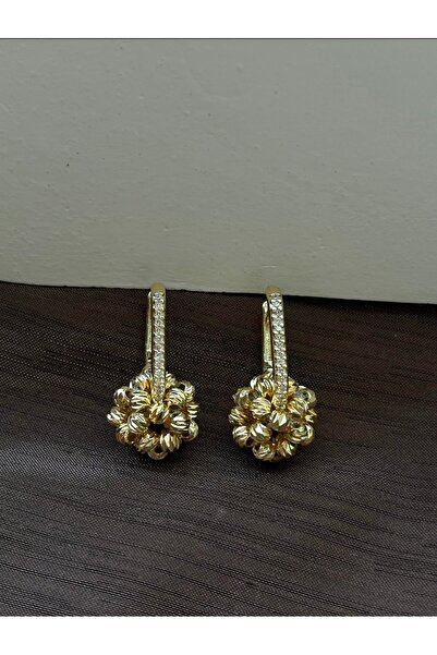 GİS JEWELRY Gold Taşlı Top Dorika Küpe