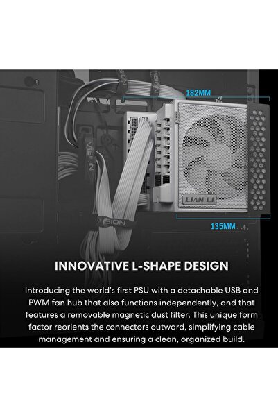 Lian Li EG1000G.BH 1000W Gold ATX 3.1 مزود طاقة معياري بالكامل (موزع USB مع مروحة) - أسود