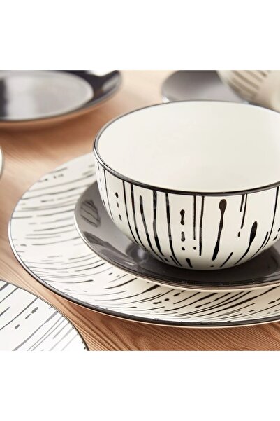 Generic Noir 12-Piece Stoneware Dinner Set - Serves 4