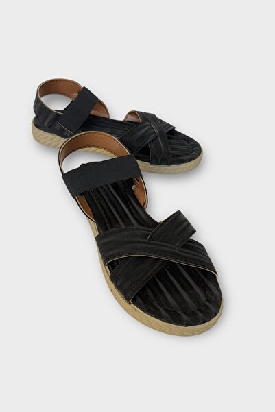 Liger Women's Velcro Cross Strap Sandals Black