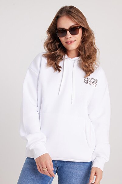 Tudors Kadın Oversize Geniş Kesim Pamuklu Yumuşak Dokulu İçi Polarlı Baskılı ...