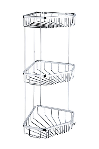 Tema Elmas 19x19 3 Katlı Köşe Şampuanlık (Pirinç)