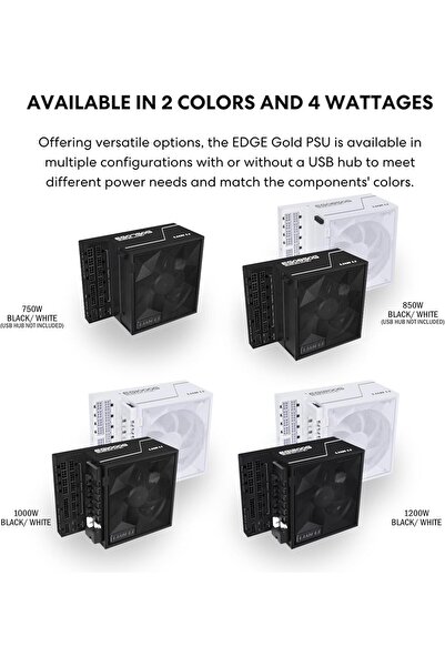 Lian Li EG1000G.BH 1000W Gold ATX 3.1 مزود طاقة معياري بالكامل (موزع USB مع مروحة) - أسود