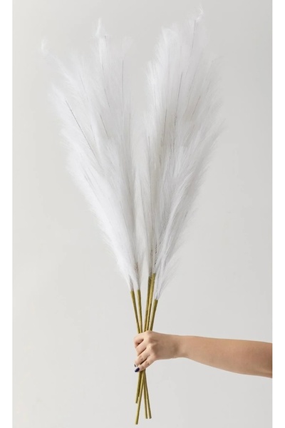 YASİMA 2’li Beyaz Tüylü Pampas 70 Cm Ev Dekor Vazo Süsü