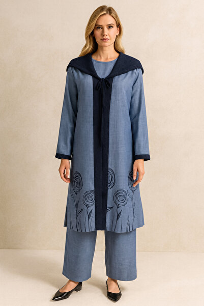 Gazella 42859 İÇİ SIFIR KOL KAPİŞONLU FİLE DETAYLI ALT KISMI BASKILI İÇ DIŞ Ü...