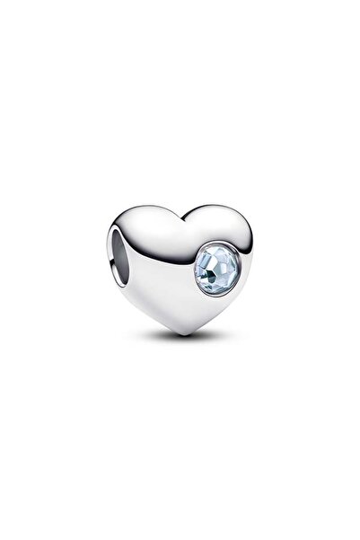 Pandora Özel Baskı Yapılabilir Deniz Mavisi Taşlı Kalp Charm