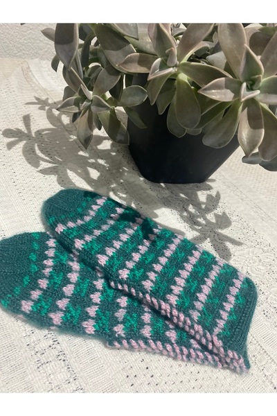 henaabag Çeyizlik El Örgüsü Yeşil Patik