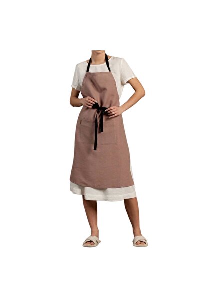 OEM Brown unisex kitchen apron made of linen and cotton fabric - Style and functionality