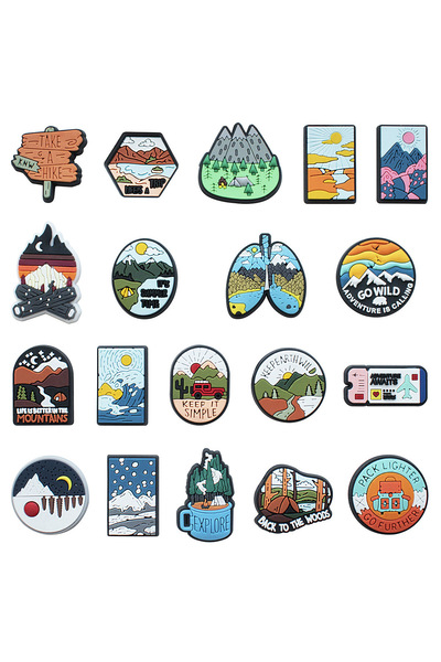 Choice About 2*3cm* set 19pcs [shoot at 19 times] Outdoor scenery cartoon hole shoes accessories shoe flowe
