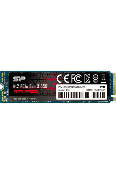 Silicon Power Solid-State drive (SSD) A80, 1TB, NVMe, M.2