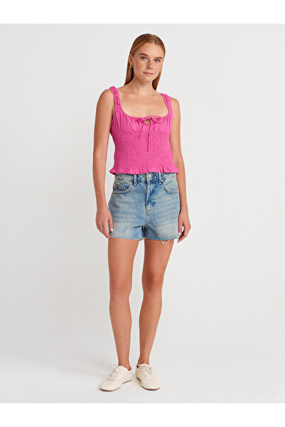 Dilvin 50867 Strapless Blouse-Red