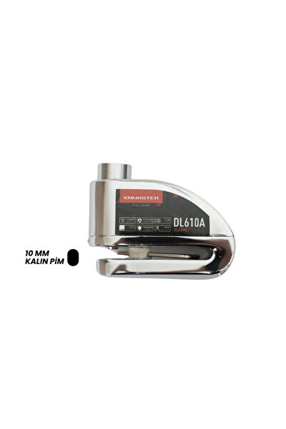 Knmaster DL610A Alarmlı Disk Kilidi | 10 mm Çelik Pim | Hatırlatma Kablosu ve Taşıma Çantası