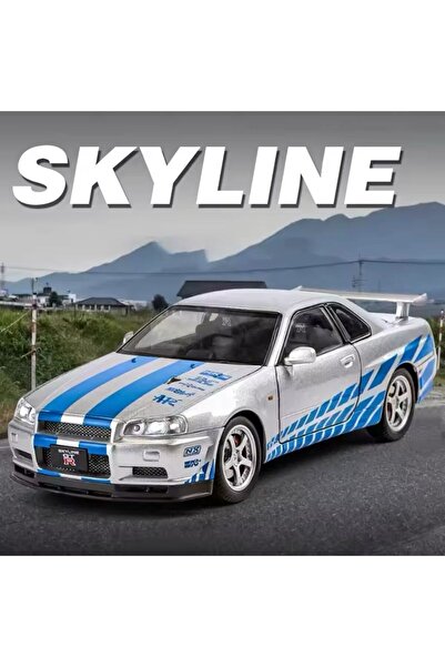 scntoys Fast And Furious Diecast Model 2002 Nissan Skyline Gtr R34silver/blue 1:24 Ölçek Sesli Işıklı