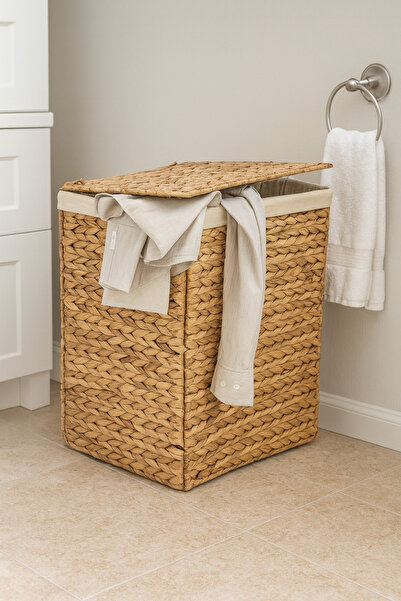 Çavdar Group Su Sümbülü Kirli Çamaşır Sepeti Hasır El Örgüsü Dikdörtgen Çamaş...