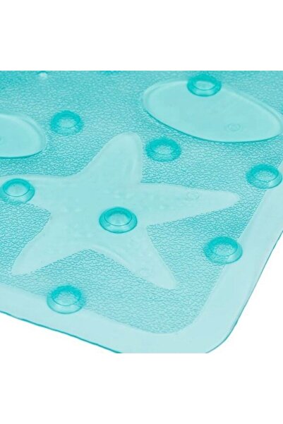 OEM Bath mat, non-slip, with suction cups, turquoise, starfish, 65 x 43 cm