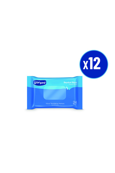 Canped Vücut temizleme Havlusu Seyahat Paket 24 lü x 12 Adet.