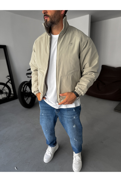 BYBASICMAN Stone Embroidered Bomber Jacket Tw-8000