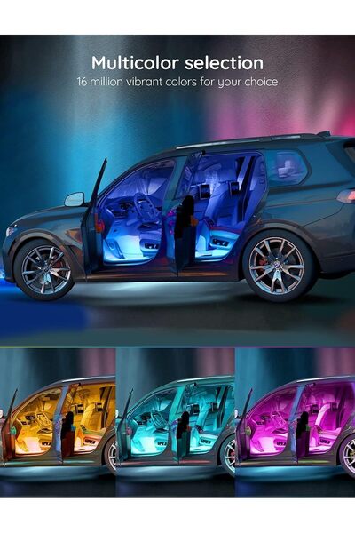 Govee Car LED Lights, Smart RGB Interior Car Lights with App Control, 4 x 0.72 ft Strips, 12V