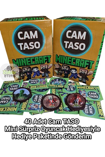 Emrah Gültekin Minecraft Taso 40 Adet Koleksiyon Tasoları Hediyeli Paket Mini Sürpriz Oyuncak ile Gönderim