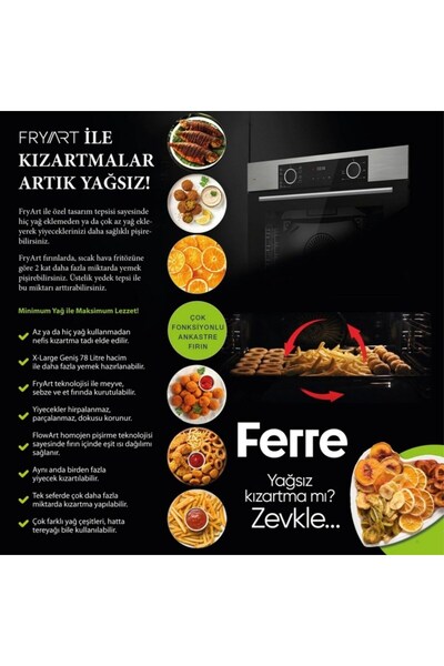 Ferre FryArt Silver Vitroseramik Elektrikli Gri Ankastre Set ( D065-SA Sessiz + MS261 + XE63CPR)