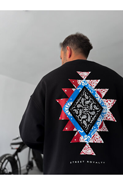 BYBASICMAN Sweatshirt cu imprimeu Patchli Street Negru JJ-118