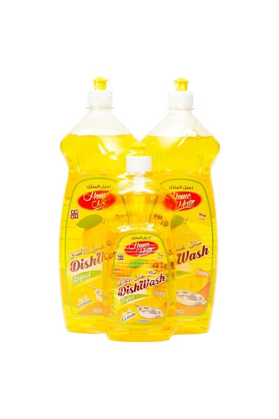 Homemate Home Mate Premium Dishwash Lemon 2 x 1L + 500ml | Powerful Grease Removal