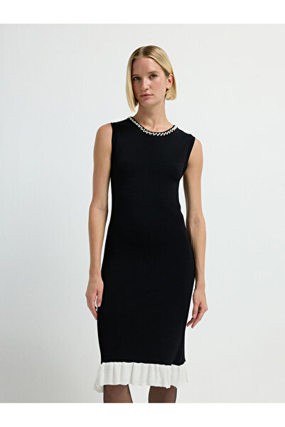 adL İnci Detaylı Triko Elbise