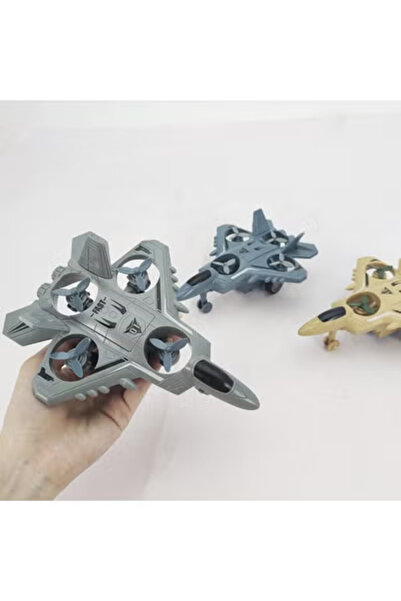 Fun Moment Friction-Powered Military Airplane Toy with Rotating Propellers gold