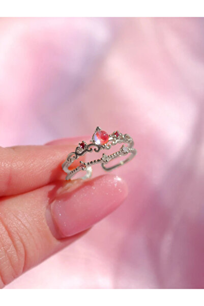 AURRARİ Gümüş Kaplama Prenses Çelik Yüzüğü