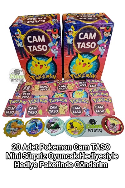 Emrah Gültekin Pokemon Taso 20 Adet Koleksiyon Tasoları Hediyeli Paket ve Mini Sürpriz Oyuncak ile Gönderim
