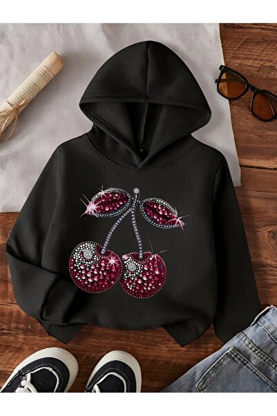 oneagılyazı Iarna cu glugă Swea tricou , Copilul Diamond Cherry cu imprimeu