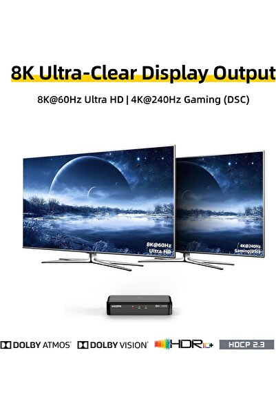 Generic موزع HDMI SHERRIVA 8K@60Hz 1 في 2 مخرج، مكرر HDMI 4K 120Hz، HDR، HDCP 2.3