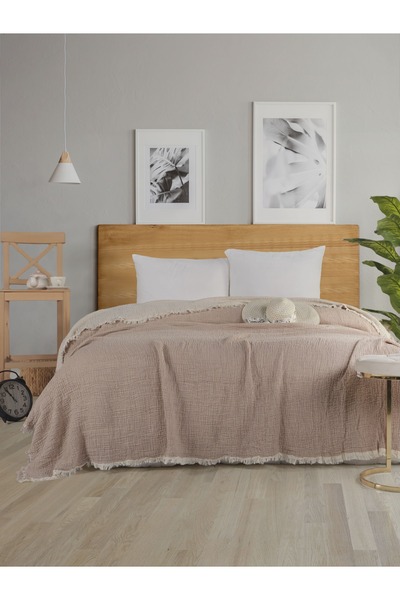 Cottonin Home Müslin Yatak Örtüsü Çift Kişilik 4 Katlı %100 Pamuk 220x240 CM