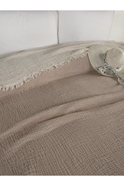 Cottonin Home Müslin Yatak Örtüsü Çift Kişilik 4 Katlı %100 Pamuk 220x240 CM