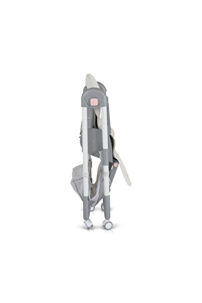 Moni Raffy Pink foldable children's dining chair with footrest and adjustable backrest