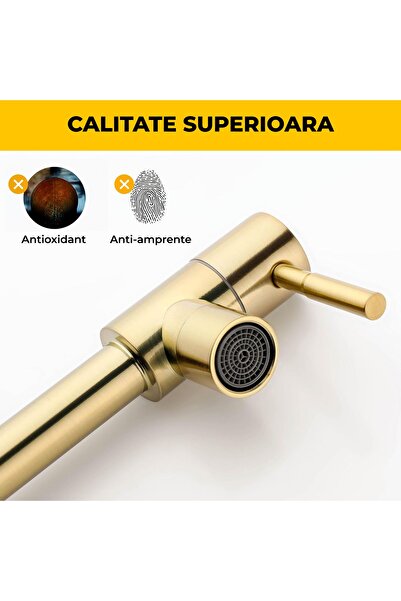 Elindor ® Kitchen Faucet, Extendable Spout, Modern Design, Gold