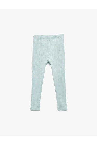 Koton Cotton Elastic Waist Ribbed Blue Baby Girl Leggings 6Wmg40016Ak