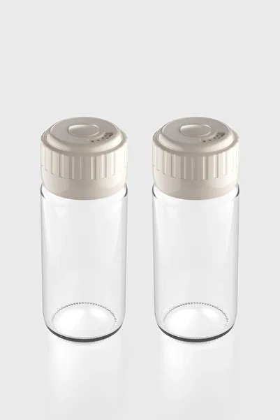 Renga Hybrid 244 ml Set of 2 Glass Spice Jars with Beige Lids 161005