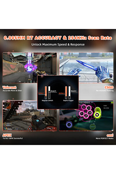 Attack Shark R82 HE Rapid Trigger - Snap Tap 0.005mm RGB Manyetik Switch Oyuncu Klavyesi